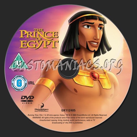 The Prince of Egypt dvd label
