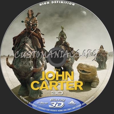 John Carter (2D+3D) blu-ray label