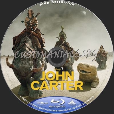 John Carter (2D+3D) blu-ray label