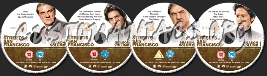 The Streets of San Francisco Season 1 Volume 1 dvd label