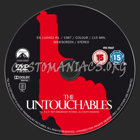 The Untouchables dvd label