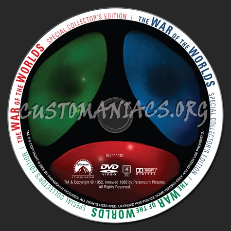 The War of the Worlds (1953) dvd label