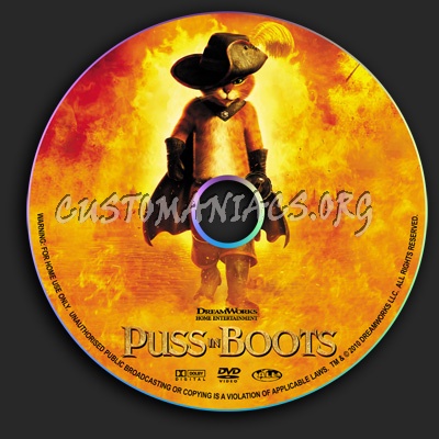 Puss In Boots dvd label