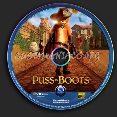 Puss In Boots blu-ray label