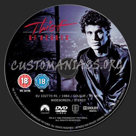 Thief of Hearts dvd label