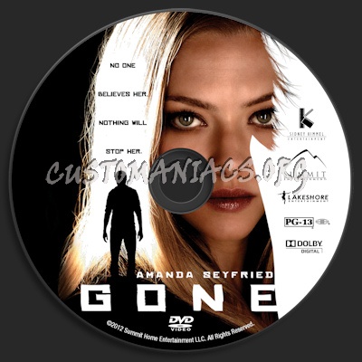 Gone (2012) dvd label