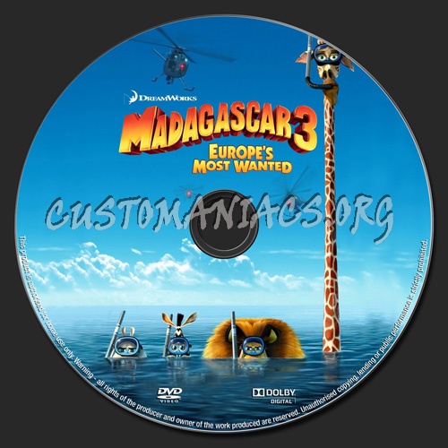 Madagascar 3 Europe's Most Wanted dvd label