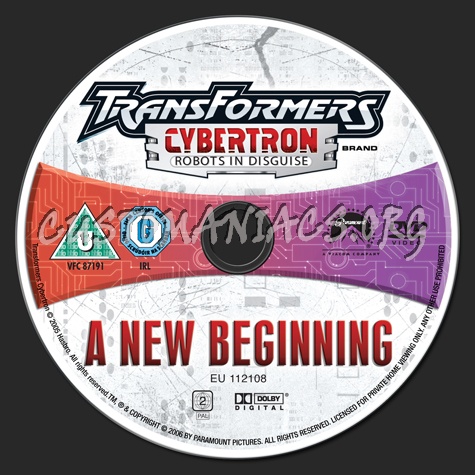Transformers Cybertron A New Beginning dvd label