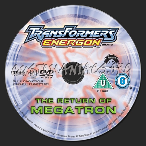 Transformers Energon The Return of Megatron dvd label