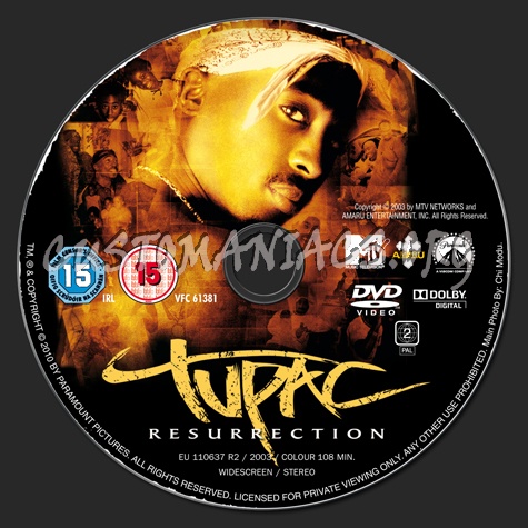 Tupac Resurrection dvd label