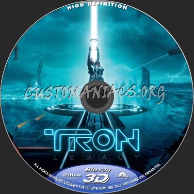 Tron Legacy 3D blu-ray label