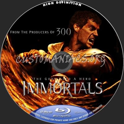 Immortals 2D+3D blu-ray label