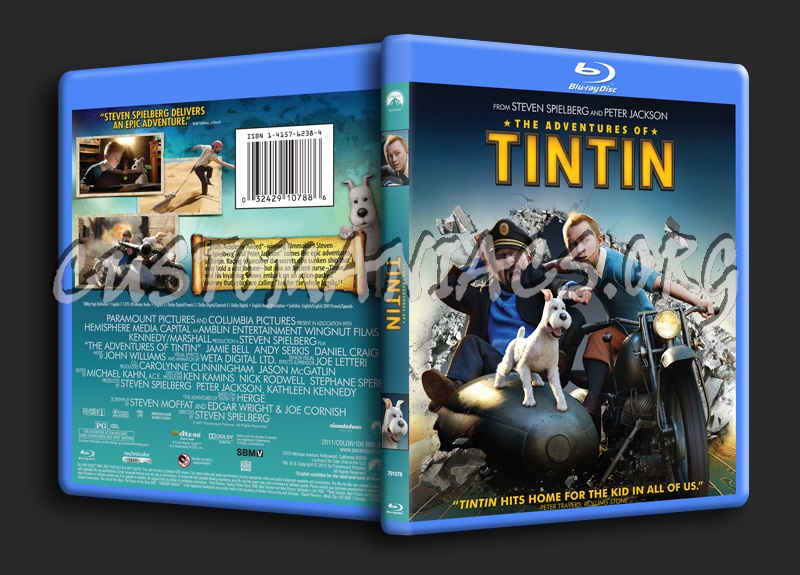 The Adventures of Tintin blu-ray cover