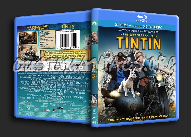 The Adventures of Tintin blu-ray cover