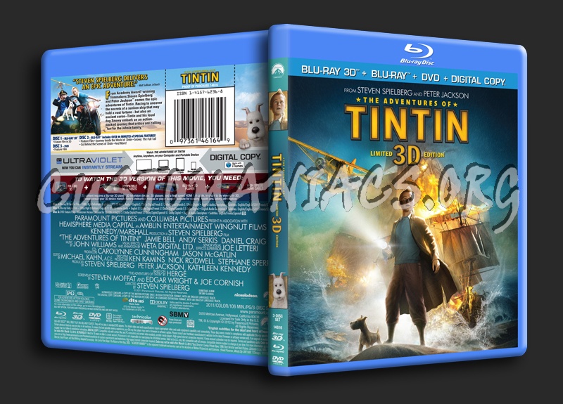 The Adventures of Tintin 3D blu-ray cover