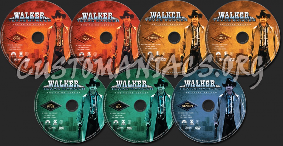 Walker Texas Ranger Season 3 dvd label