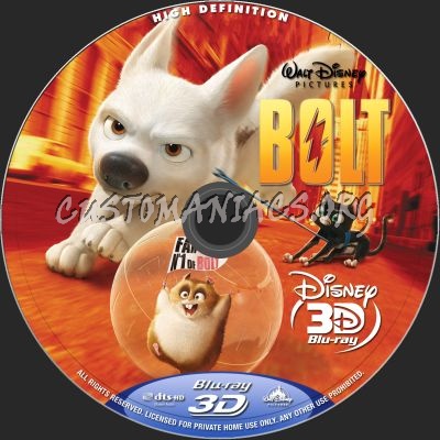 Bolt (2D + 3D) blu-ray label