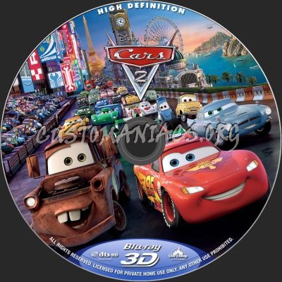 Cars 2 3D blu-ray label