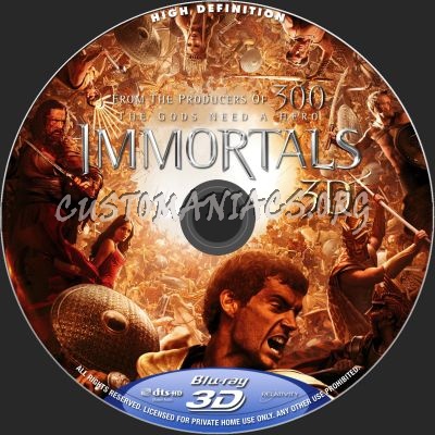 Immortals 2D+3D blu-ray label