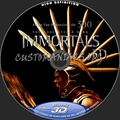 Immortals 2D+3D blu-ray label