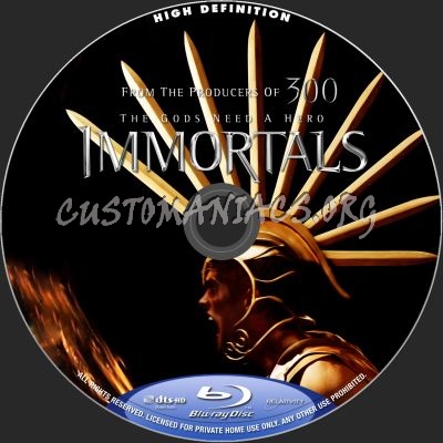 Immortals 2D+3D blu-ray label