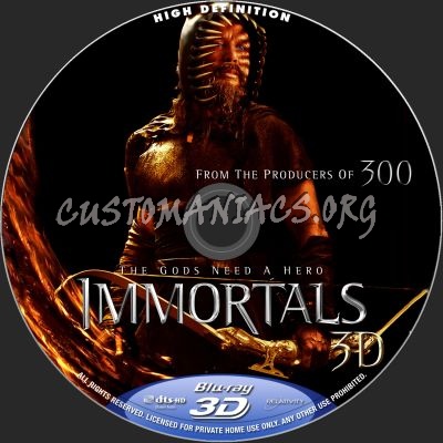 Immortals 2D+3D blu-ray label