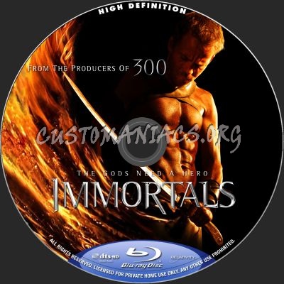 Immortals 2D+3D blu-ray label