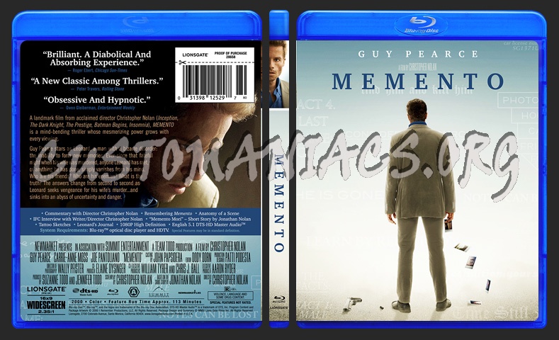 Memento 10th Anniversary blu-ray cover