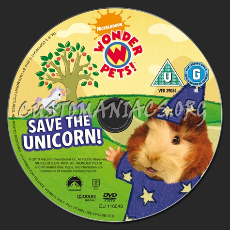 Wonder Pets! Save the Unicorn! dvd label