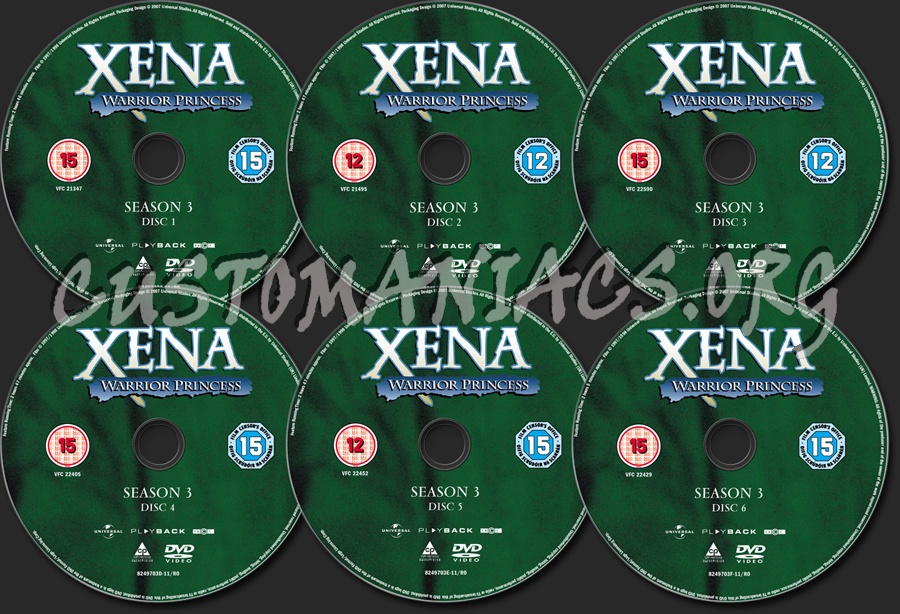 Xena Warrior Princess Season 3 dvd label
