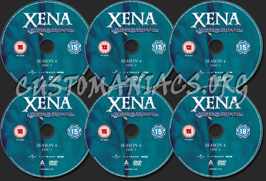 Xena Warrior Princess Season 6 dvd label