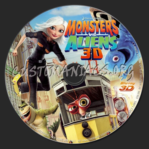 Monsters vs. Aliens 3D blu-ray label