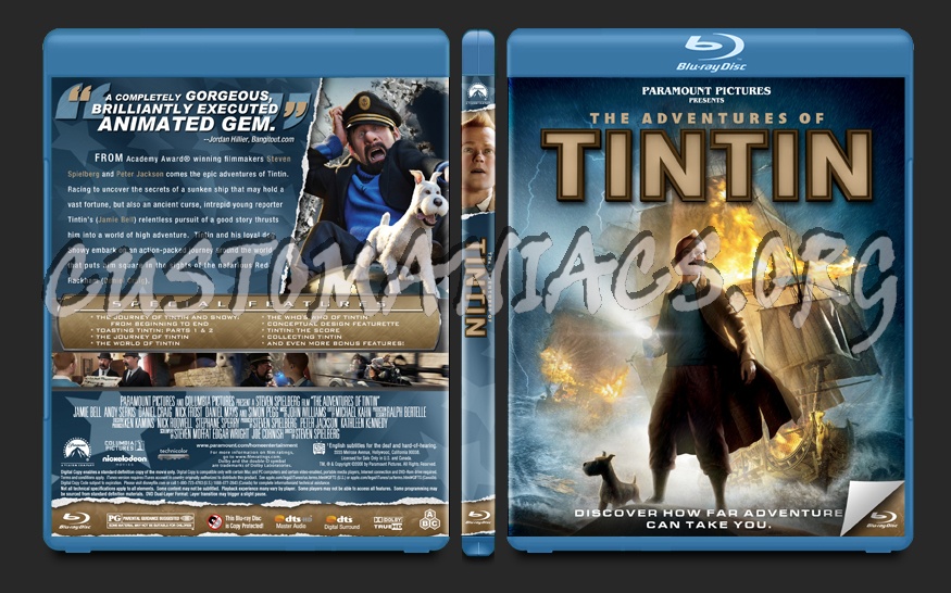 The Adventures of Tintin blu-ray cover