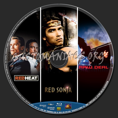 Red Sonja - Raw Deal - Red Heat blu-ray label