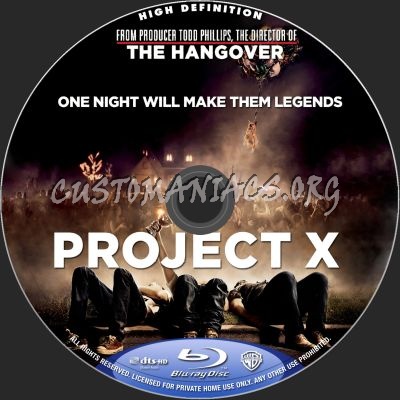 Project X blu-ray label