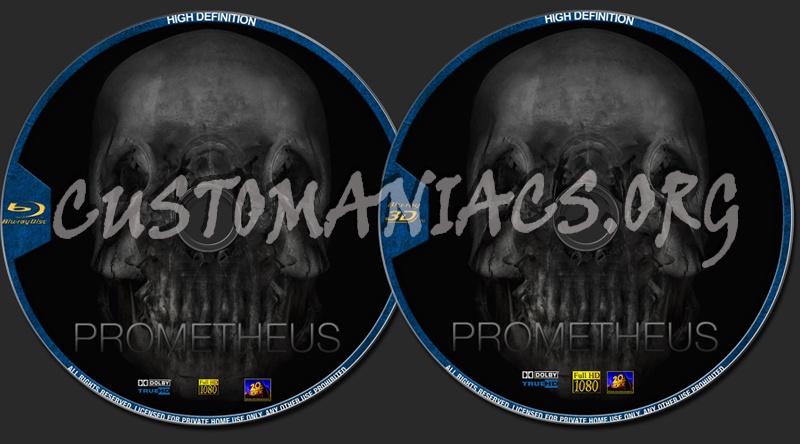 Prometheus 2d & 3d blu-ray label