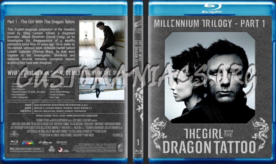 The Girl With The Dragon Tattoo - Millennium Trilogy Part 1 blu-ray cover