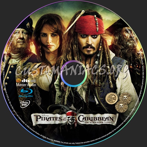 Pirates Of The Caribbean:On Stranger Tides blu-ray label