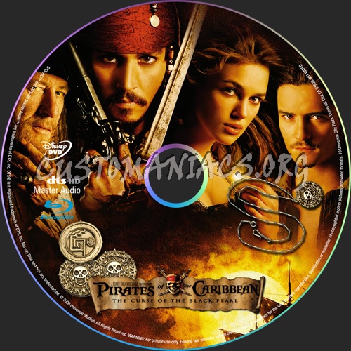 Pirates of the Caribbean : The Curse of the Black Pearl blu-ray label