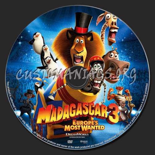 Madagascar 3 Europe's Most Wanted dvd label