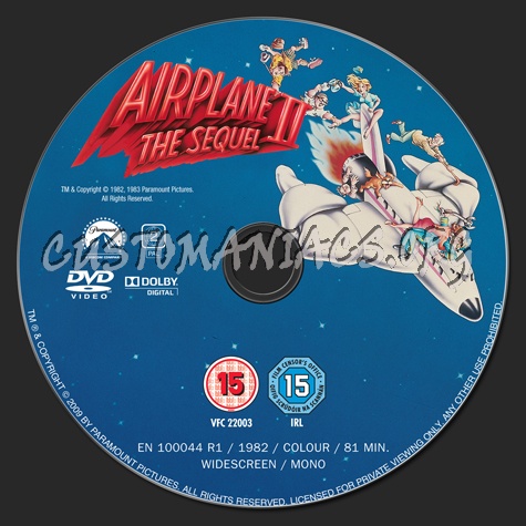 Airplane 2 The Sequel dvd label