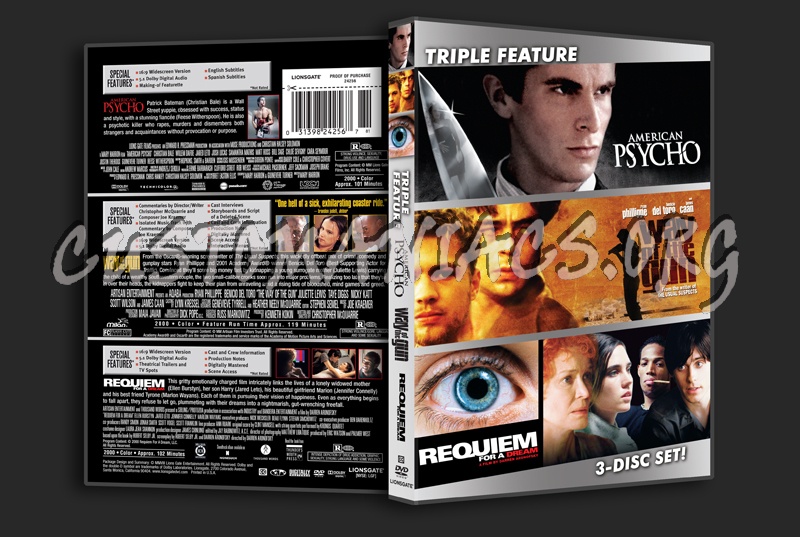 American Psycho / Way of the Gun / Requiem for a Dream dvd cover