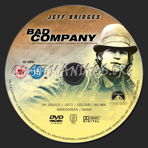 Bad Company (1972) dvd label