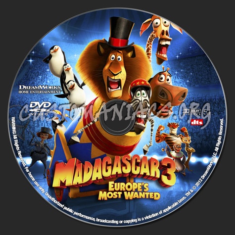 Madagascar 3 dvd label