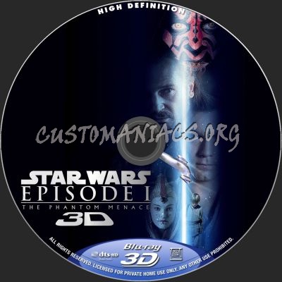 Star Wars - The Phantom Menace 2D+3D blu-ray label