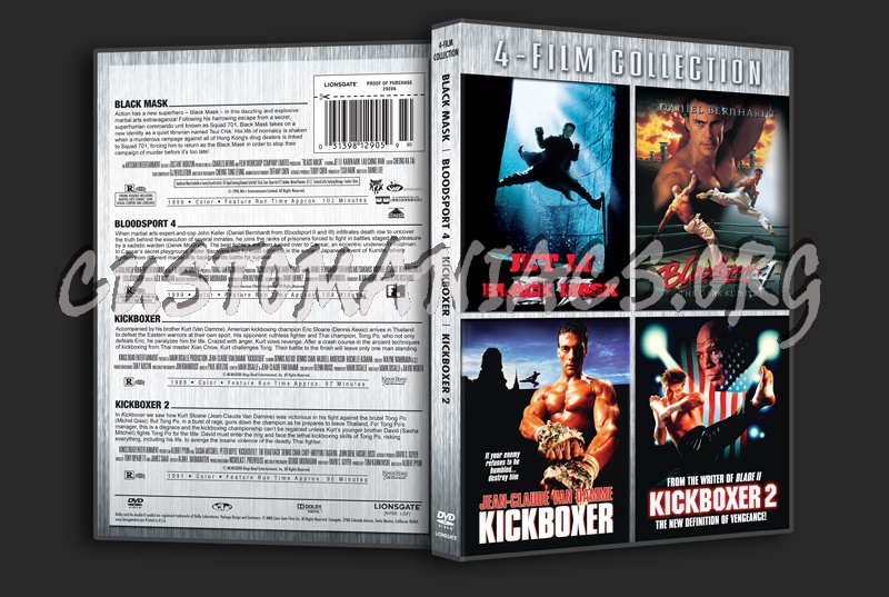 Black Mask / Bloodsport 4 / Kickboxer / Kickboxer 2 dvd cover