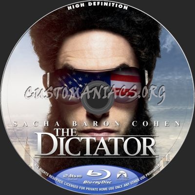 The Dictator blu-ray label
