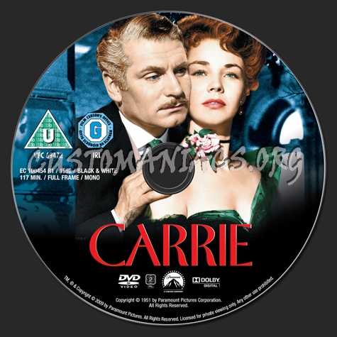 Carrie dvd label