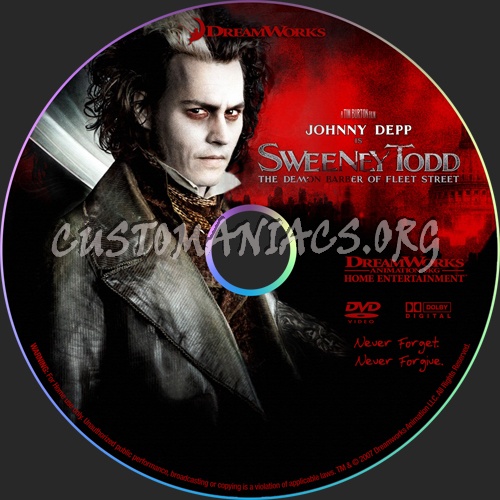 Sweeney Todd The Demon Barber of Fleet Street dvd label