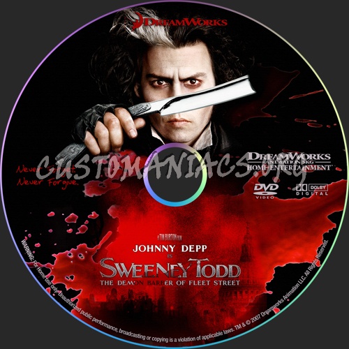 Sweeney Todd The Demon Barber of Fleet Street dvd label